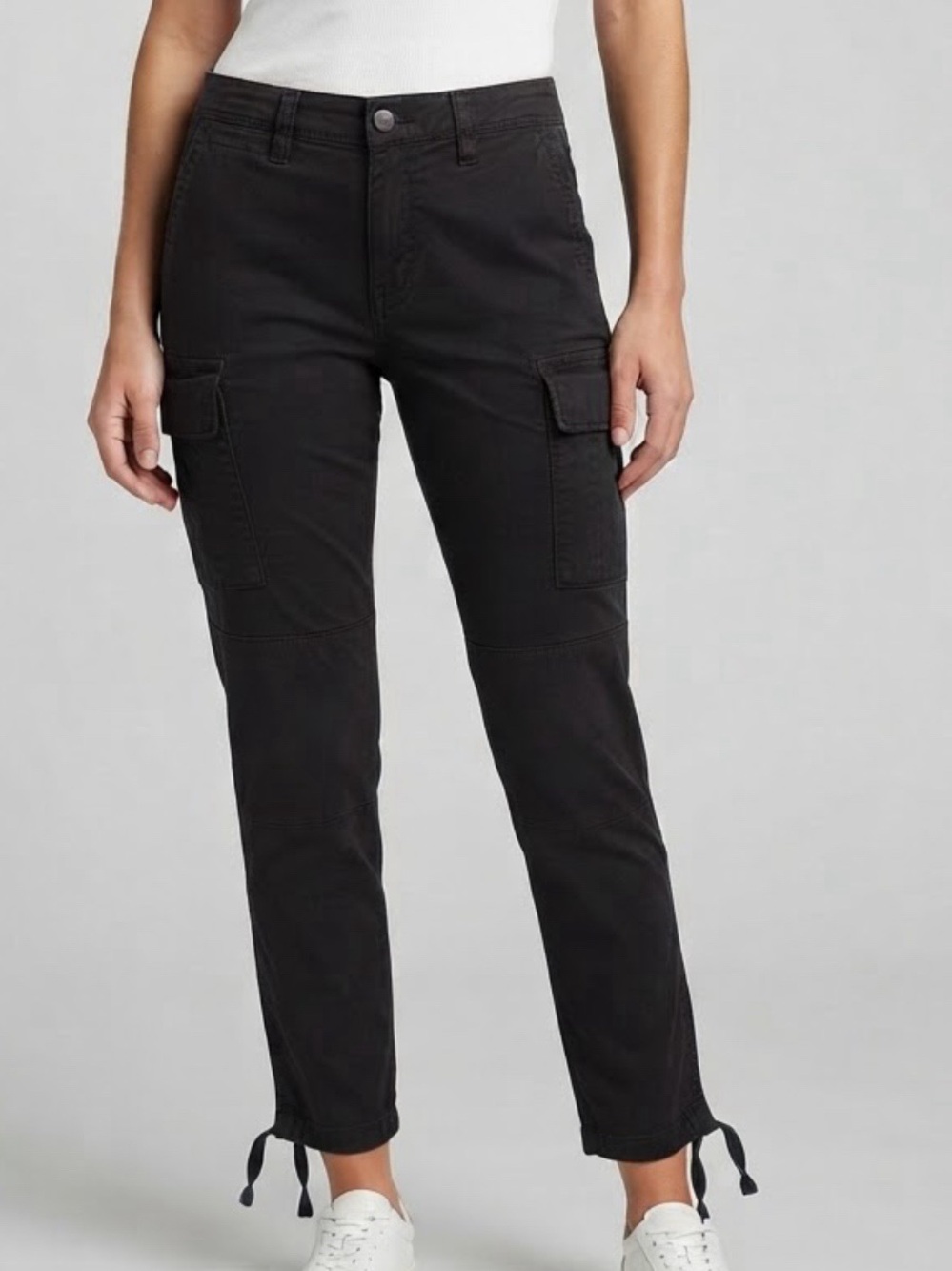American Eagle Outfitters Black Straight Leg Cargo Jeans with Ankle Ties Size:30